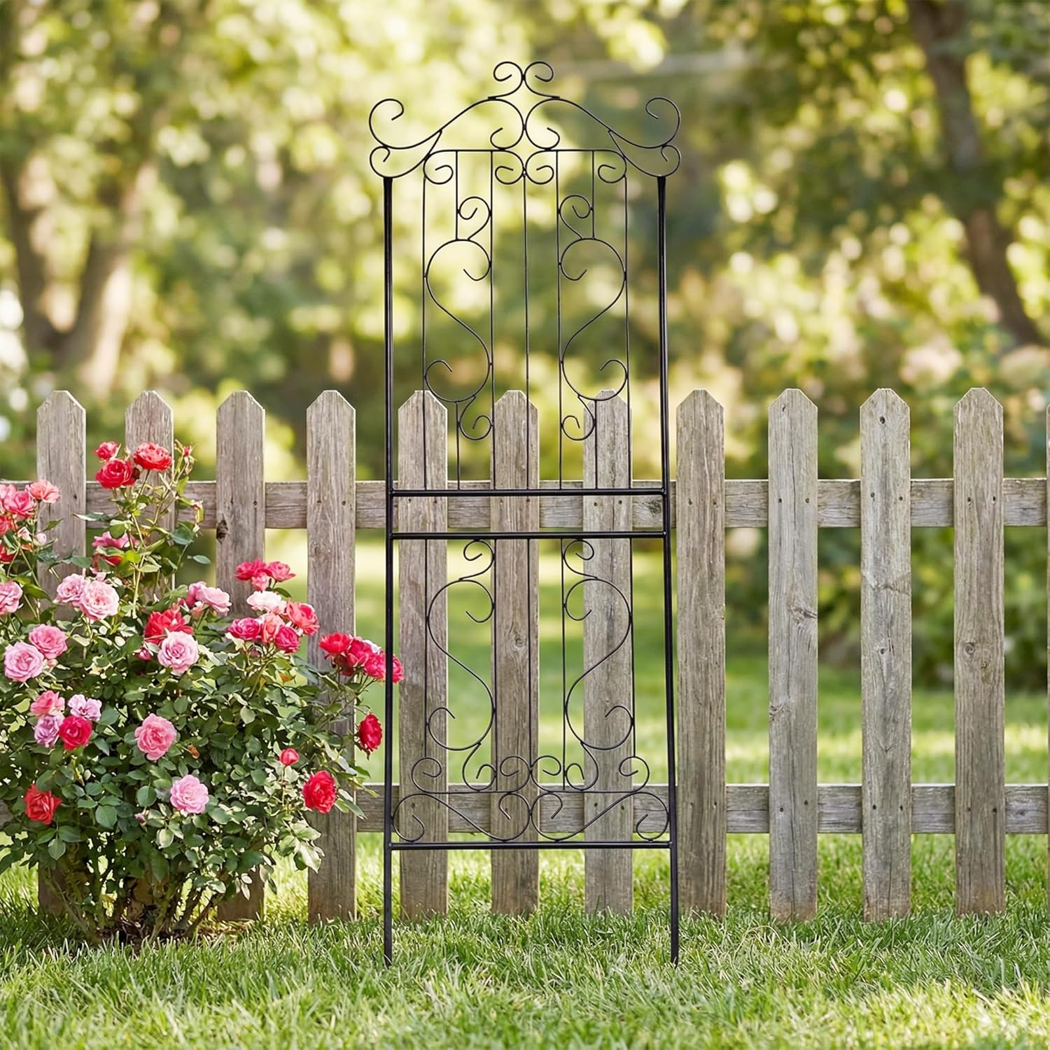 1 Pack 59" H x 22" W Garden Trellis for Climbing Plants Outdoor Plant Climbing Rose Trellis Iron Trellis Ivy Cucumbers Decorative Metal Black