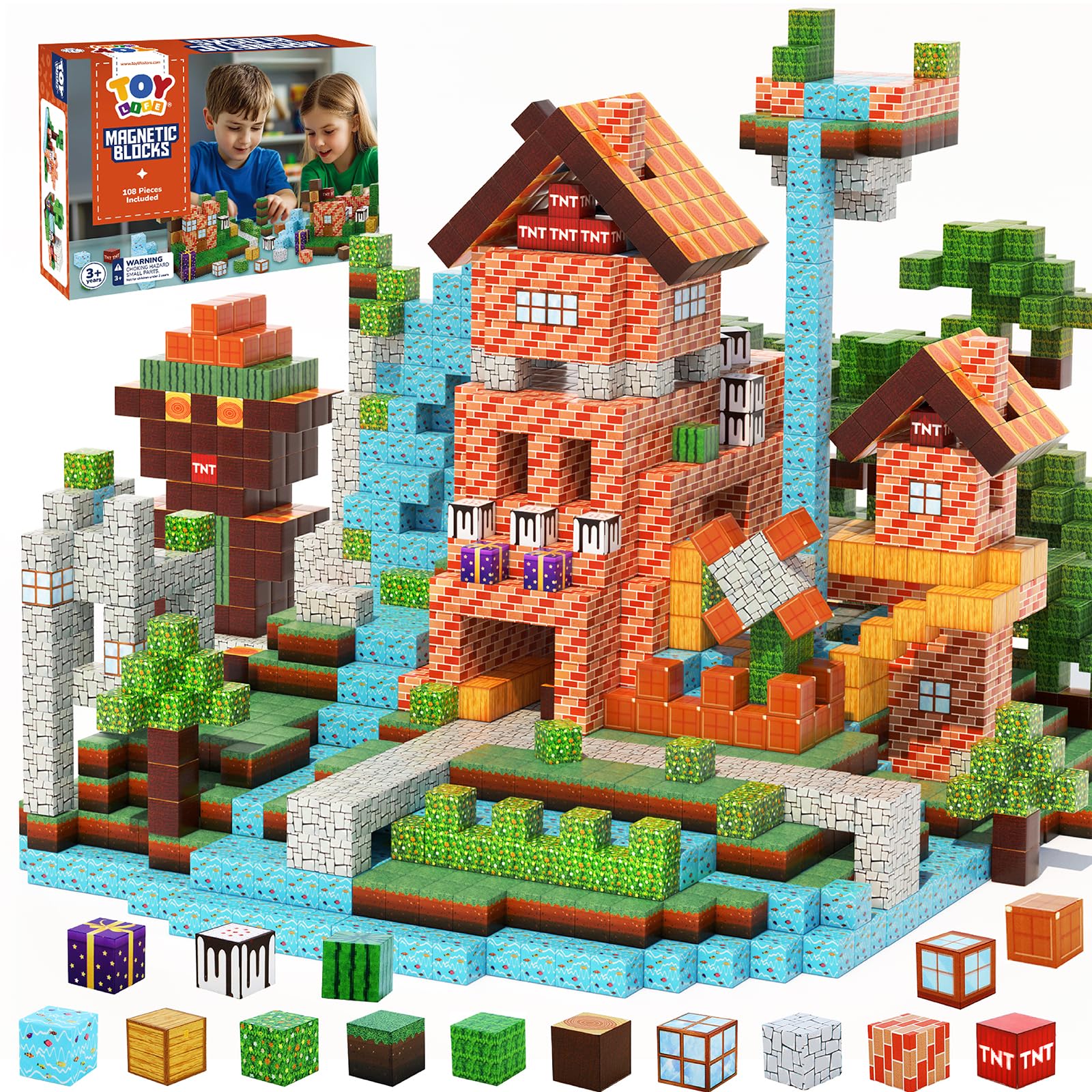 TOY Life Magnetic Blocks, Mine Magnet Block Set Build Frozen Princess Castle World for Kids Age 3+ Year Old Boys Girls, Magnetic Building Blocks for