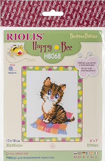 RIOLIS 10 Count Kitten Counted Cross Stitch Kit, 6 x 7