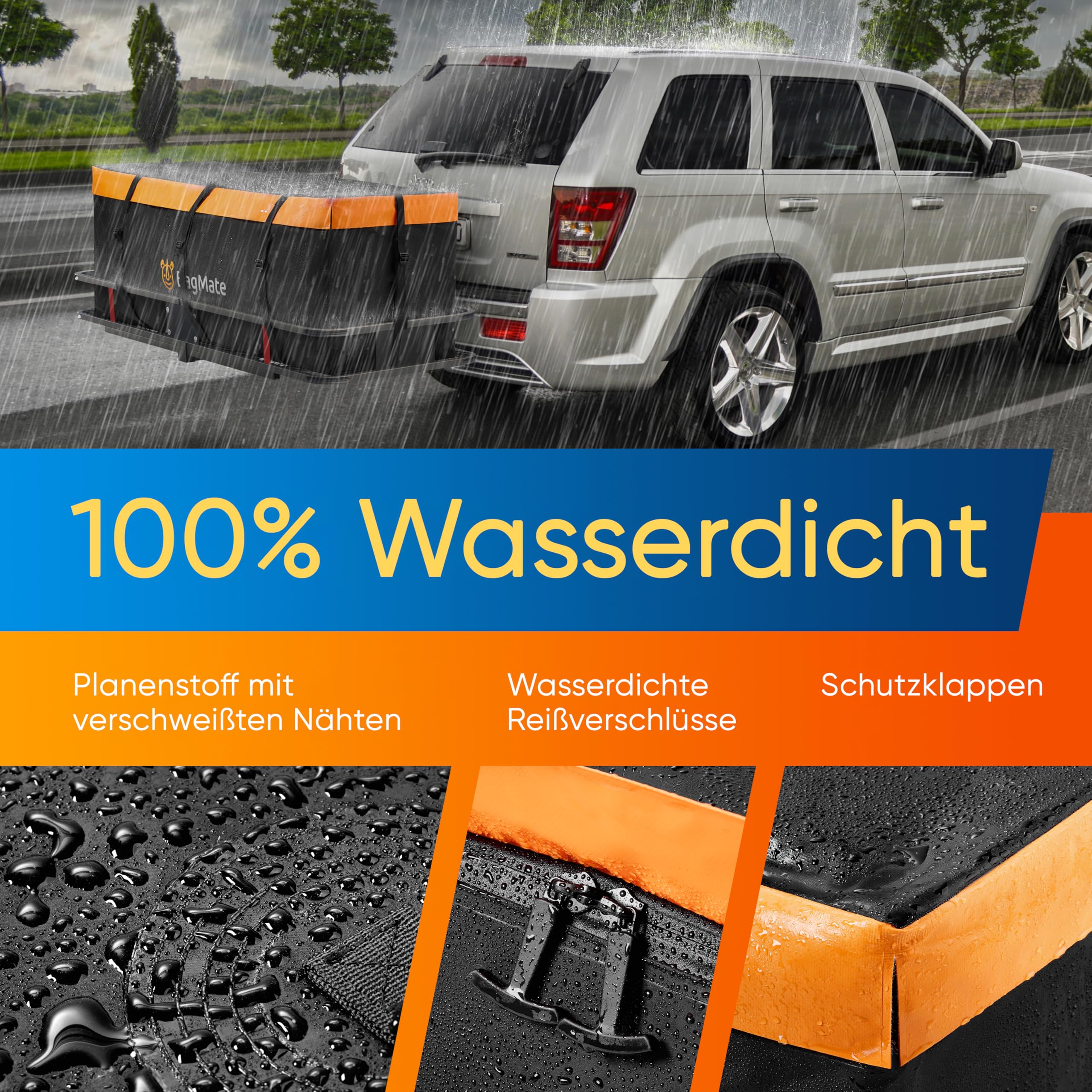 wasserdichte 566L Tragetasche für Anhängerkupplung, langlebige PVC-Plane, Cargo-Box mit Bonusschloss, robusten Gurten und Schnallen, Fahrzeug-Ladungsträger