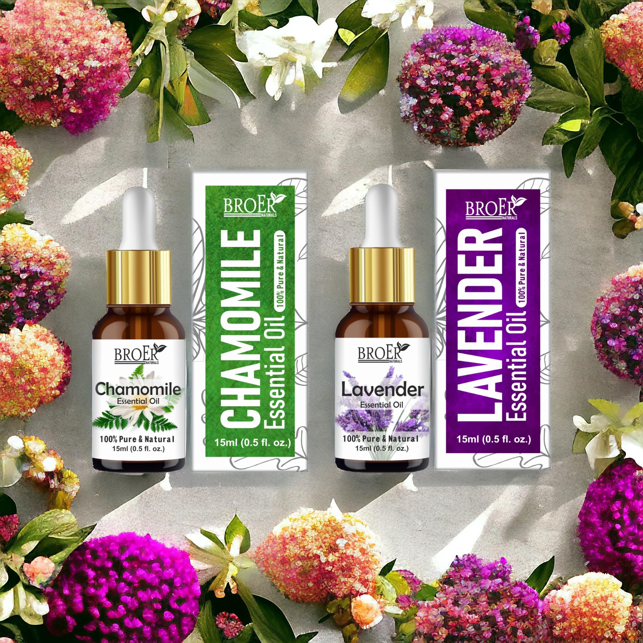 BROER Naturals Chamomile & Lavender Essential Oil Combo Set 15ml Each - 100% Pure, Natural & Undiluted Refreshing Essential Oil Kit For Skin Care, Hair Care & Aromatherapy (pack of 2) 30ml-image-21