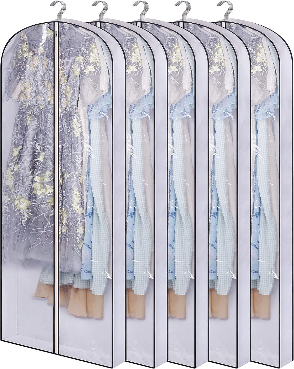 SLEEPING LAMB 60'' Hanging Garment Bags for Closet Storage Gusseted Clear Dress Bag for Clothes, Gowns, Coats, Suits, 5 Packs : Everything Else