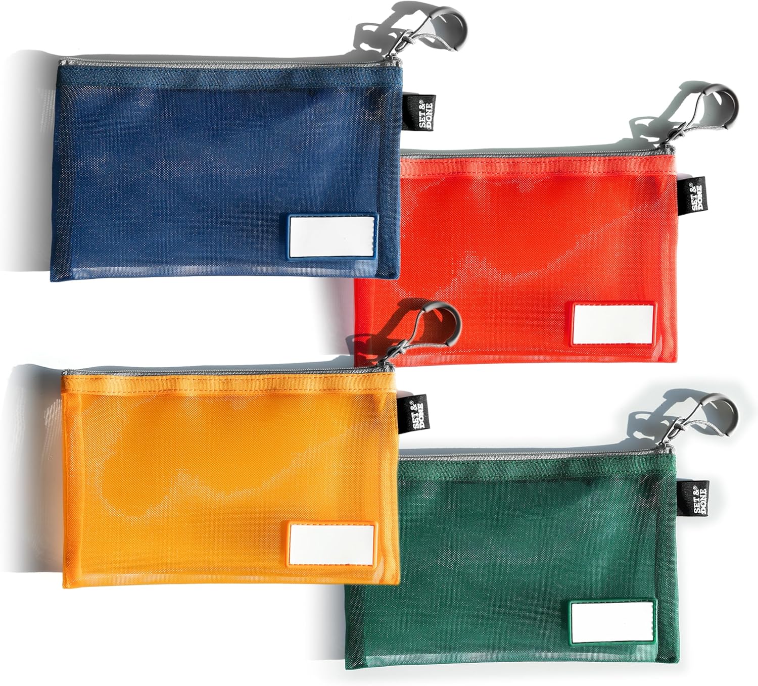 Set & Done – Zipper Mesh Bags 7″x 5″ Size S Clear Pouch for Storage Small Items Makeup Accessories & Office Organizers, Travel Easy