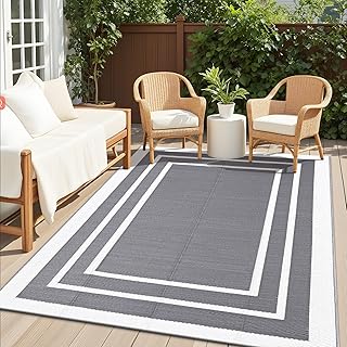 OLANLY Outdoor Rug 5x8 ft Waterproof, Reversible Outdoor Plastic Straw R...