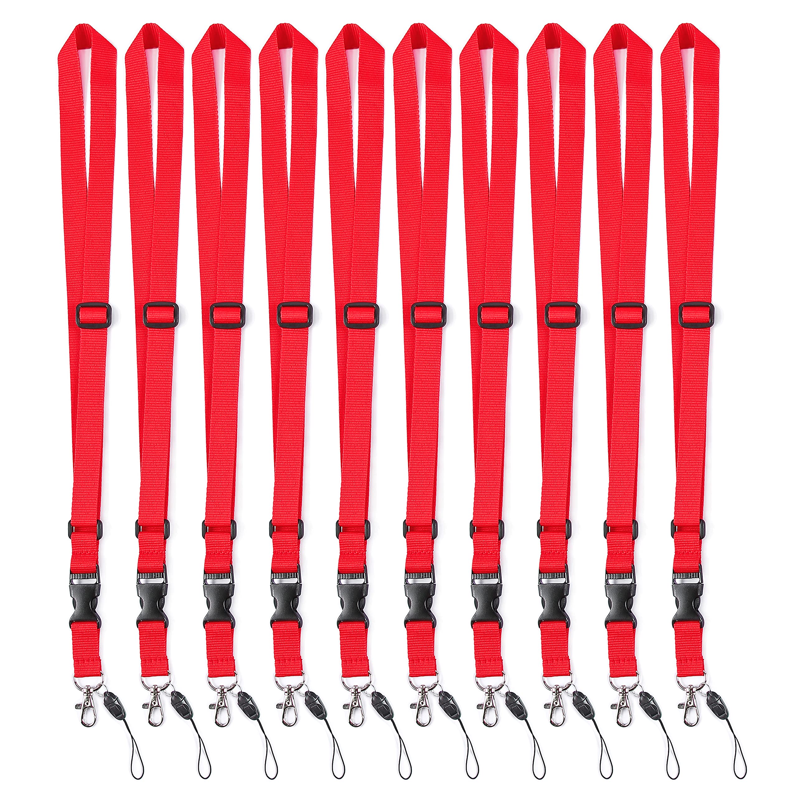 10 Pack Cruise Lanyard Length Adjustable for Office, Teacher and Family Cruise, with Release Buckle and Mobile Clip for Keys, ID Badge, USB Drive and Cell Phone.(Red,10 Pack)-image-48