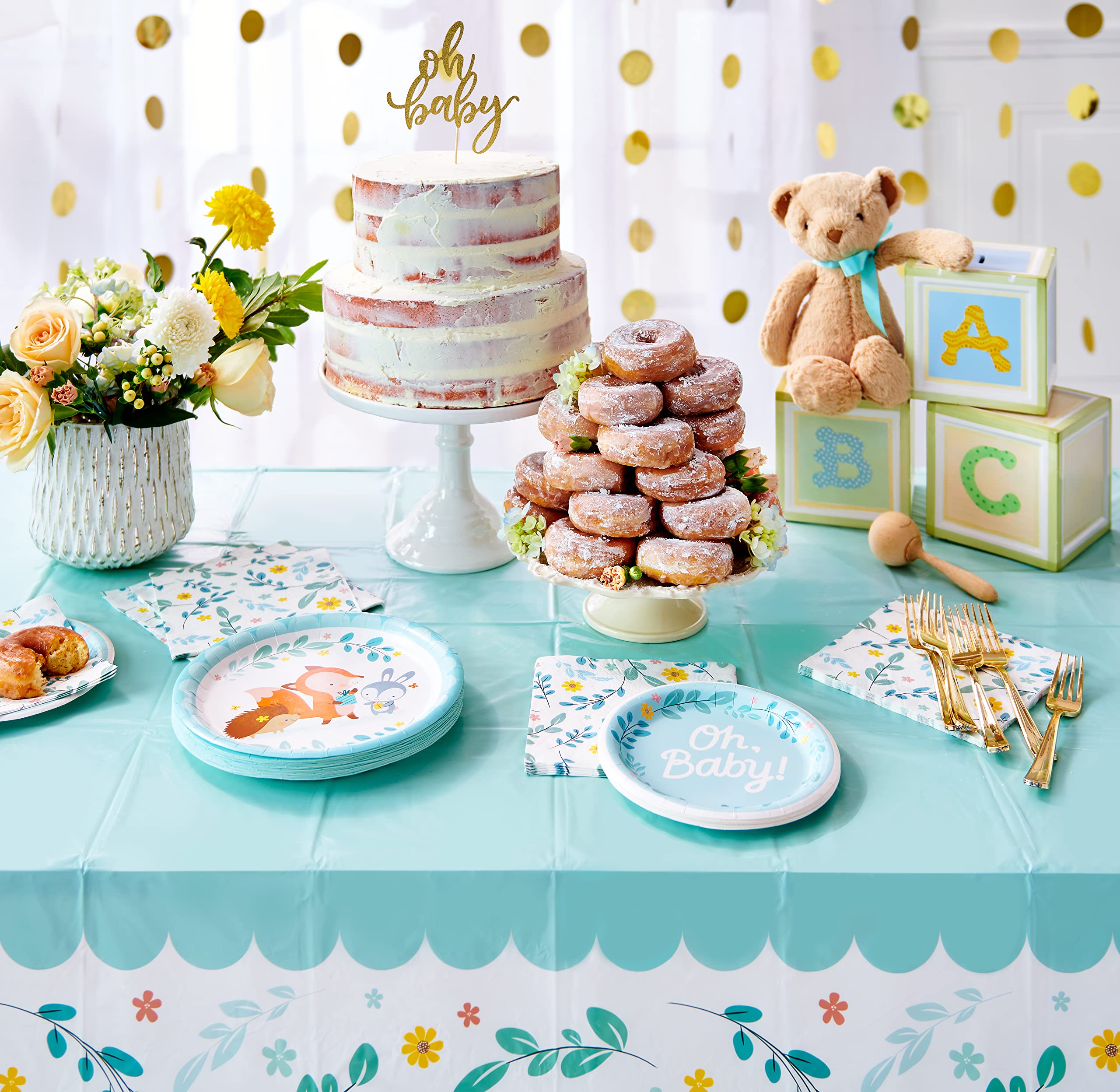 Amazon.com: Vyntra 350 Pcs Pink and Blue Disposable Paper  Baby shower dinner plates cake plates napkins display picture 1