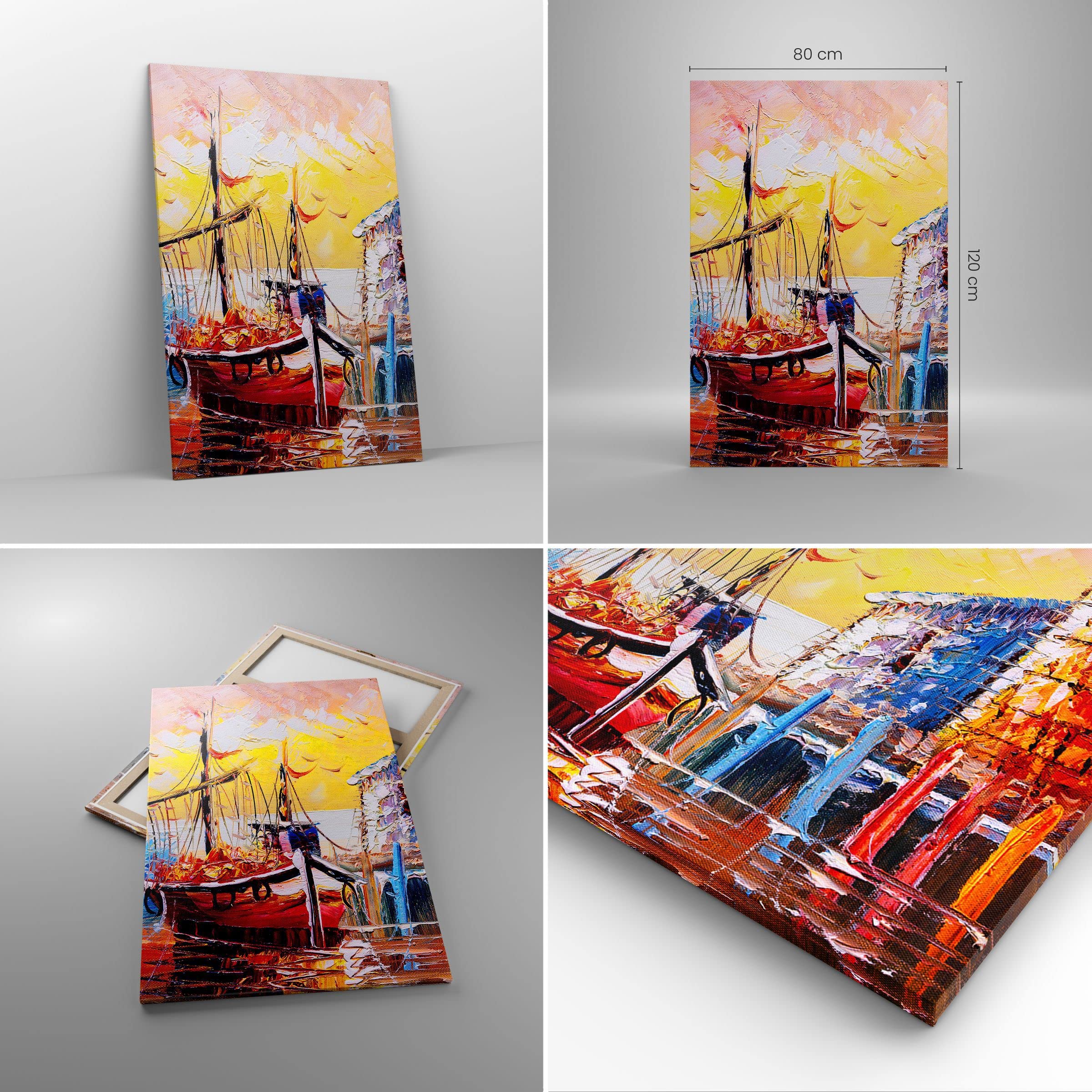 ARTTOR Quadri Moderni su Tela 80x120 cm Verticale Marino Paesaggi - 3435 | Barca Vela Mare Quadro Decorativo Grande Soggiorno Camera da Letto Decorazione da Parete Arte da Parete ARTTOR