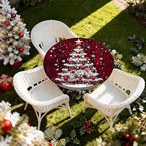 Vista 258 de Mantel redondo ajustable con borde elástico, mantel de hojas coloridas abstractas, impermeable, lavable, para mesas redondas, ideal para picnic