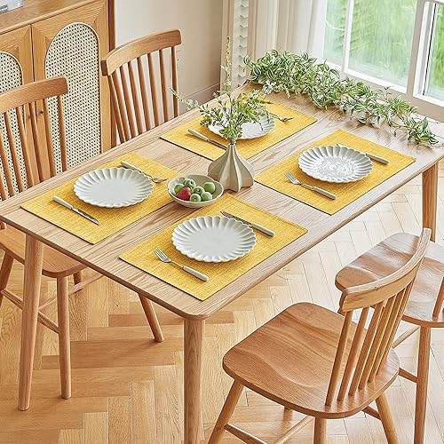 Miniatura 7 de Softalker Juego de manteles individuales de lino sintético de 4 a 12 x 18 pulgadas, resistentes al calor, de doble capa, duraderos, de arpillera