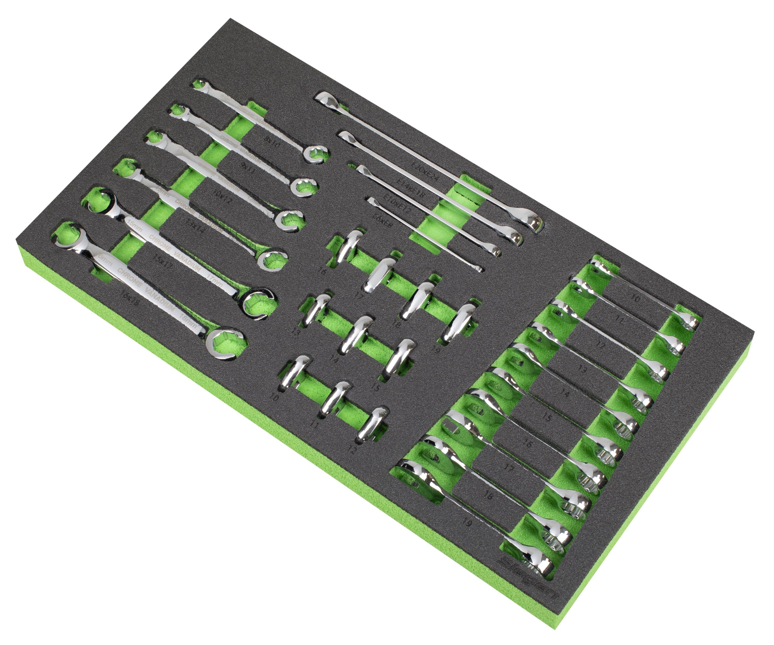 Sealey Siegen 30pc Specialised Spanner Set including Tool Tray - S01274, Green - Image 2