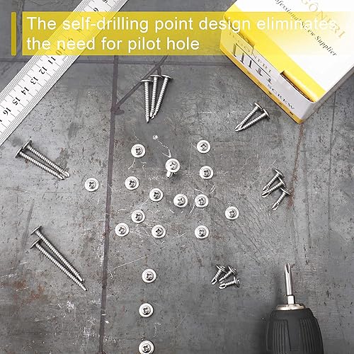 Miniatura 2 de JEGONFRI Tornillos autorroscantes de acero inoxidable 410 #8 x 12 pulgada para metal, plástico y madera, cabeza de armadura modificada Philips,