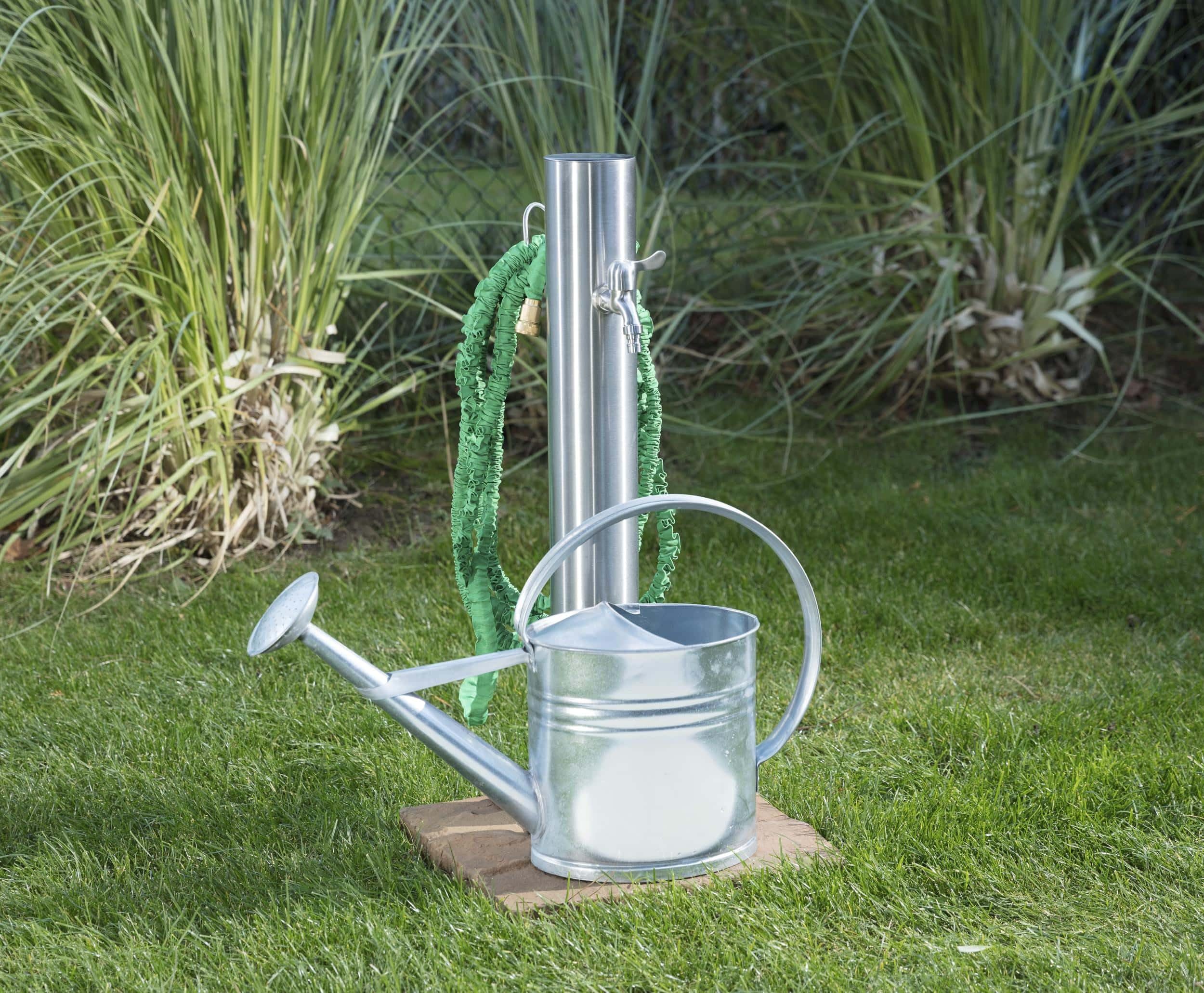 Westfalia Wasserwelten Wasserzapfsäule Edelstahl inklusive Schlauchhalter und 2 Hähne 75 cm