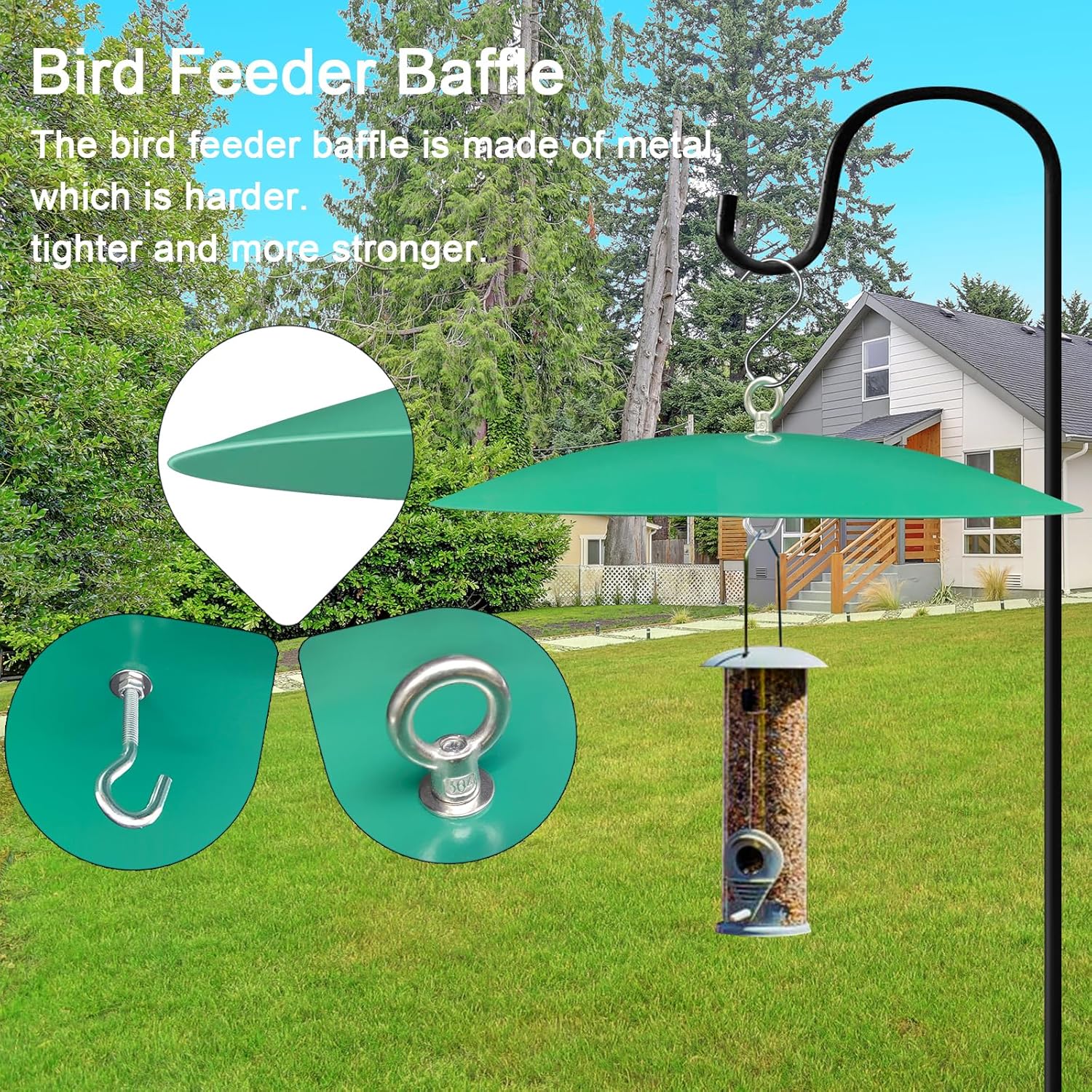 Metal Hummingbird Feeder Shade Cover Dome Shield Hang from Bird Feeders 13 Inch Bird Feeder Baffle for Outdoors/Backyard (2, Green)