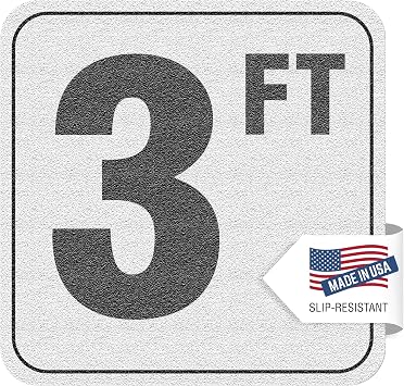 Aquatic Custom Tile, 3FT Pool Depth Markers, 6x6 Inches Vinyl Pool Stickers, Swimming Pool Number Markers, Pool Safety Signage, Adhesive Pool Depth Marker Sticker for Decks, MADE IN USA - 1 Pack