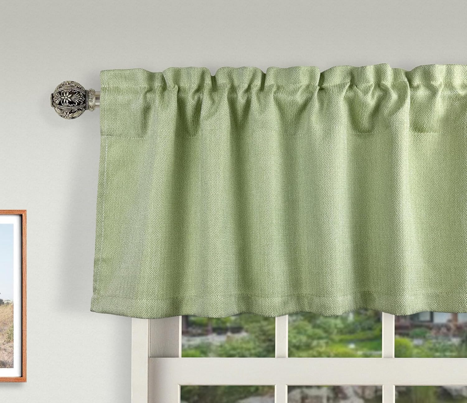 Aiking Window Treatment - Brushed Rod Pocket Window Valance Curtain for Home/Kitchen/Event Designs, 56 by 16 inch (2-Panels, Brass)