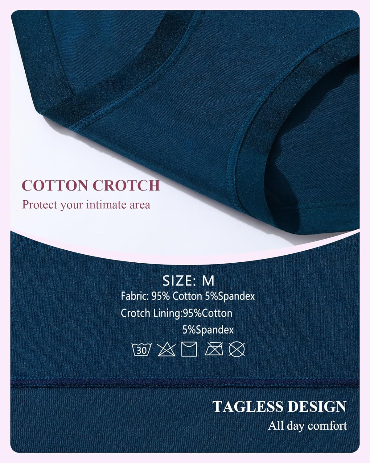 Womens Cotton Underwear High Waisted Tagless Stretch Breathable Panties Soft Full Coverage Boyshorts Briefs 5 Pack - Image 5