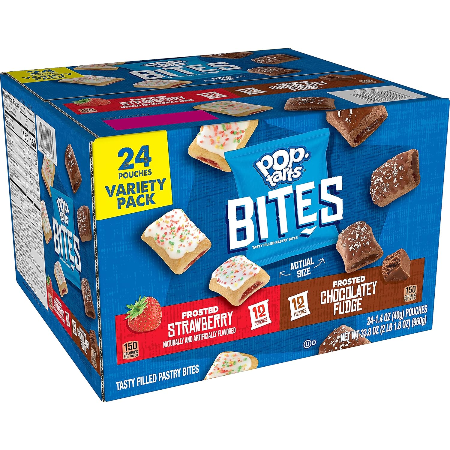 Pop-Tarts Kee24914 Bites, Variety Pack, Frosted Strawberry And Chocolatey Fudge, 24/Box