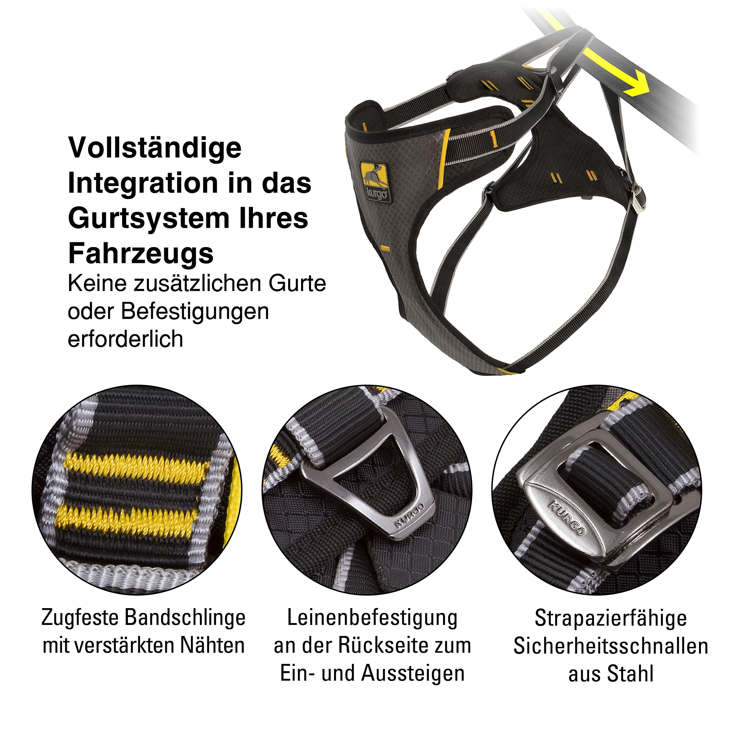 Kurgo Impact Hunde-Autogeschirr, Crashtest-geprüft für mehr Sicherheit, Für Hunde von 34-47 kg geeignet, Größe XL, Schwarz