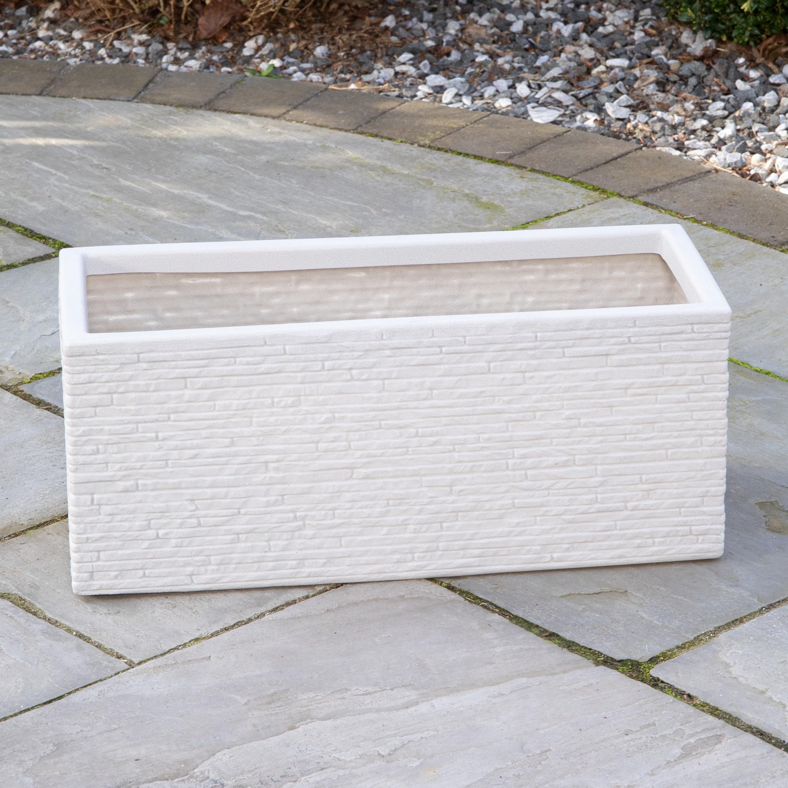 Samuel Alexander Stone Coloured Slate Effect Trough Garden Planter 60Cm W X 25.5Cm H X 25Cm D - Grey