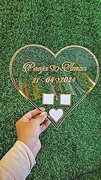 Inventoo Couple Thumb Impression Gift | Wedding Thumb Print | Personalized Text | Golden Metal Design| Heart Shape With name |