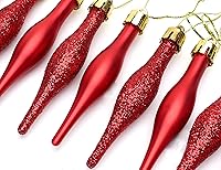 Vista 3 de Christmas Concepts® Paquete de bolas de gotitas de 3.4 pulgadas (5.9-3.3 in), diseño mate y purpurina, adornos de Navidad (rojo)