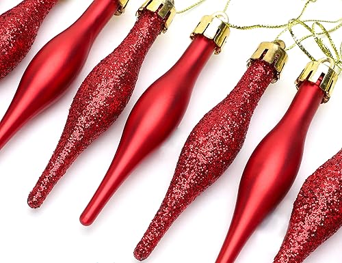 Miniatura 3 de Christmas Concepts Paquete de bolas de gotitas de 3.4 pulgadas (5.9-3.3 in), diseño mate y purpurina, adornos de Navidad (rojo)
