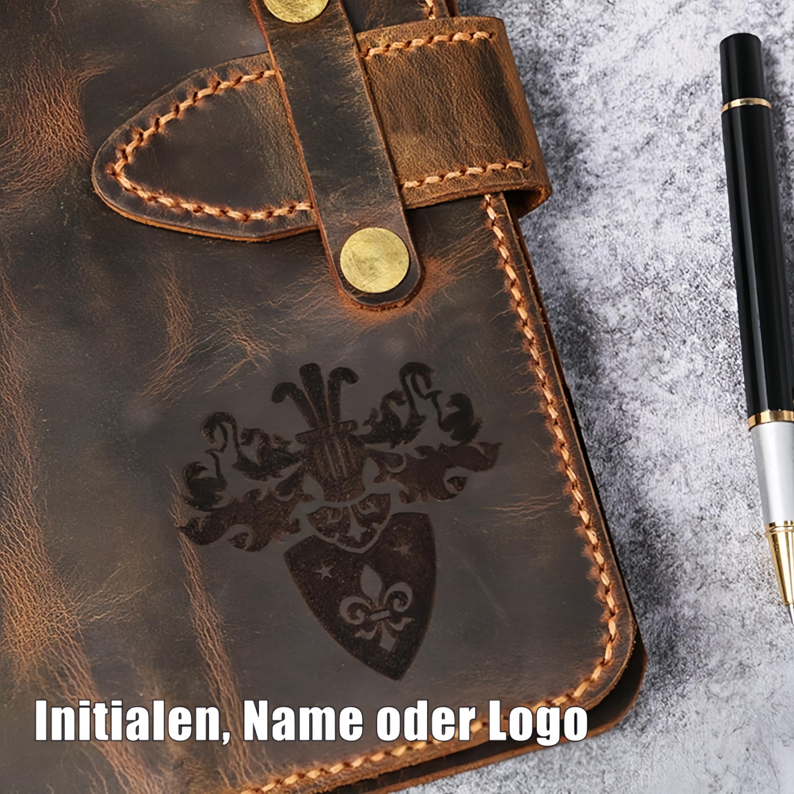 A5 Ringbuch-Notizbuch aus Vollnarben-Rindsleder, nachfüllbares Leder Tagebuch mit 6-Ring-Mechanik, YKK-Reißverschluss, Zusatzhüllen & Messing-Druckknopf, Retro Look Schreibmappe/Business Organizer