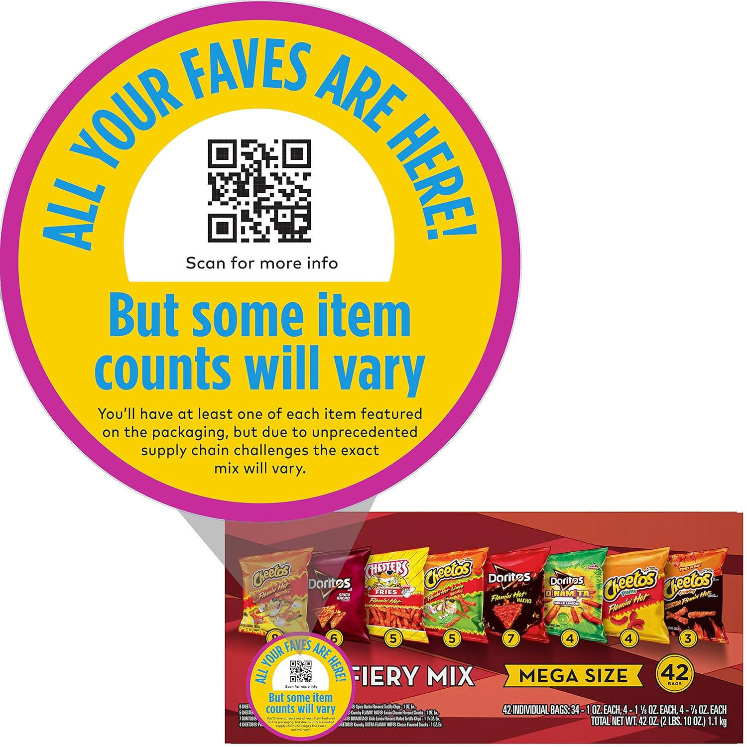 Frito-Lay Fiery Mega Mix Variety Pack, Ct 24