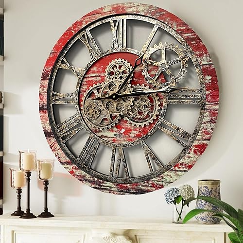 Vista 31 de ImprovingLife The Gears Clock The Original Real Moving Gear Reloj de pared vintage industrial de gran tamaño rústico de gran