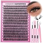 FANXITON DIY Lash Extension Kit 40D D Individual Lashes Lash Clusters Kit Cluster Lashes Lash Bond and Seal and Lash Tweezers for Lash Clusters Kit DIY at Home