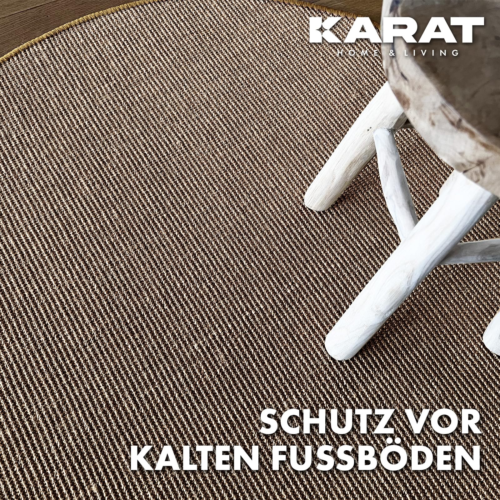 KARAT Alfombra para rascar gatos redonda, 150 cm de diámetro, de sisal natural, posibilidades de arañar para gatos, muebles para pared o suelo, resistente y lavable, corcho