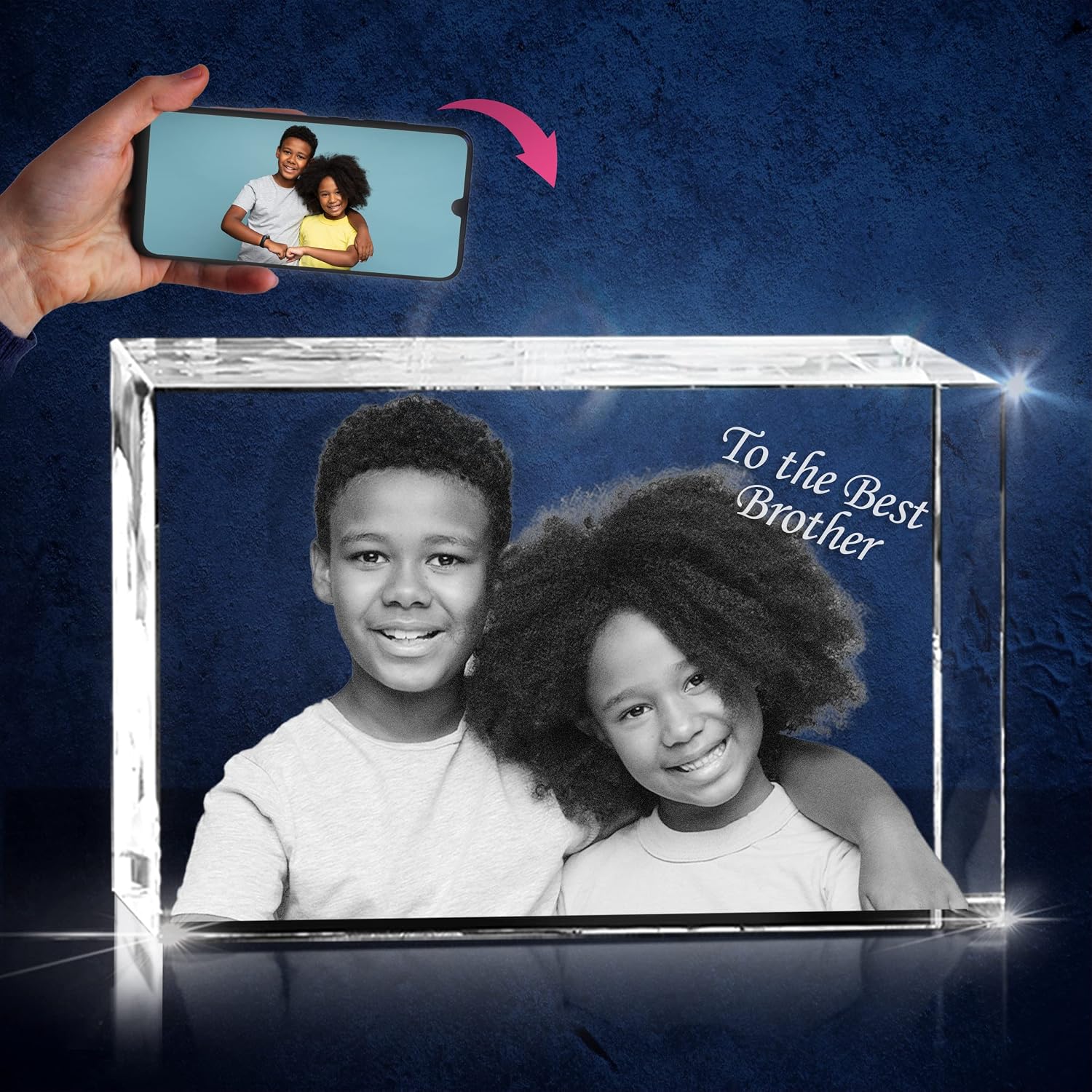 3D Crystal Photo - 3D Crystal Picture Cube Hand Cut - Personalized with Custom Engraving - Gift for Father's Day, Anniversary, Pet, Memorable Gift, and Keepsake, Small Landscape