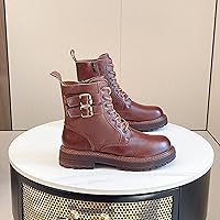 Vista 8 de Botines de cuero para mujer, con cordones, tacón bajo