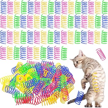 Yunsailing 300 Pcs Cat Spring Toys Colorful Plastic Coil for Indoor Cats
