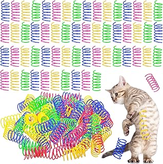 300 Pcs Cat Spring Toy, Cat Spiral Toys Interactive for Indoor Colorful Cats Plastic Springs Coil for Kitten Hunting, Swatting, Biting
