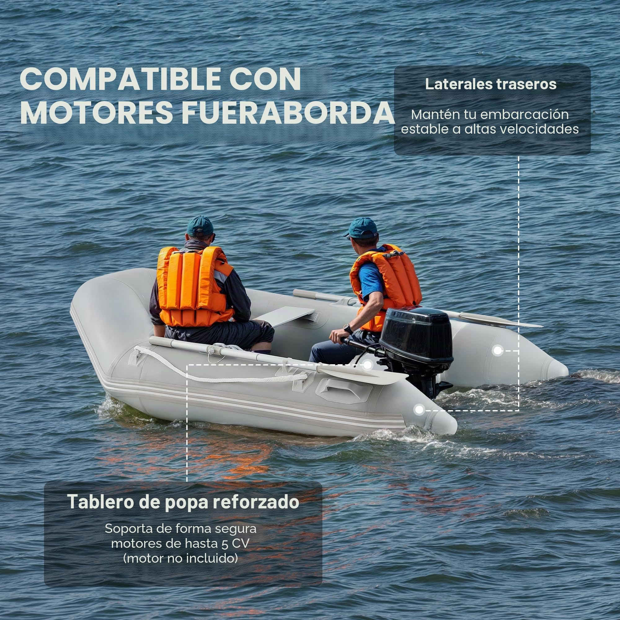 DARTMOOR Bote inflable para adultos 230 x 130 x 33 cm Balsa portátil para 2 personas capacidad 300 kg kayak barco PVC para derivas para náutica pesca juego