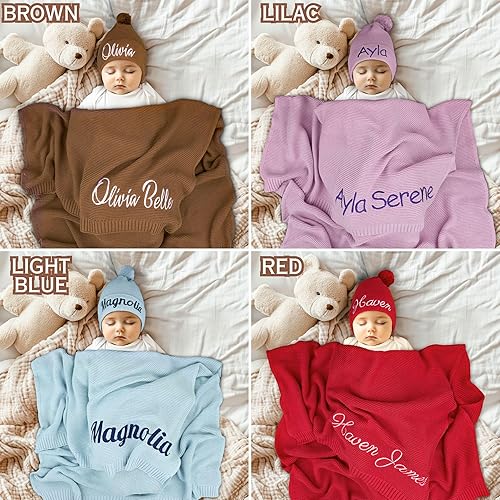 Miniatura 8 de Manta de bebé personalizada, 100% algodón orgánico certificado, manta personalizada con nombre, mantas de recepción para niños y niñas, regalos