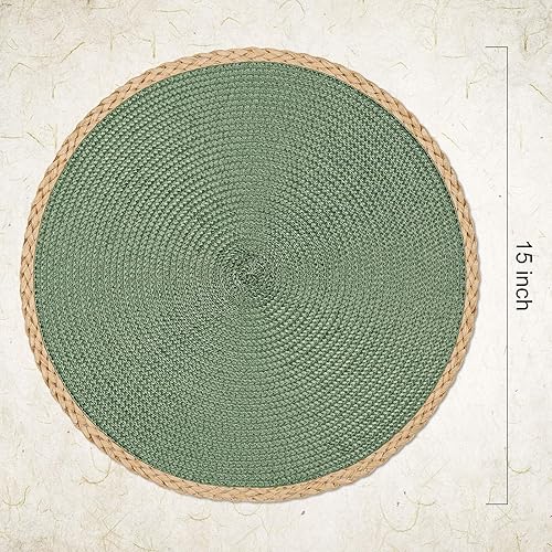 Miniatura 2 de Noctiflorous Juego de 4 manteles individuales redondos trenzados de 15 pulgadas, lavables, resistentes al calor, para mesa de comedor,