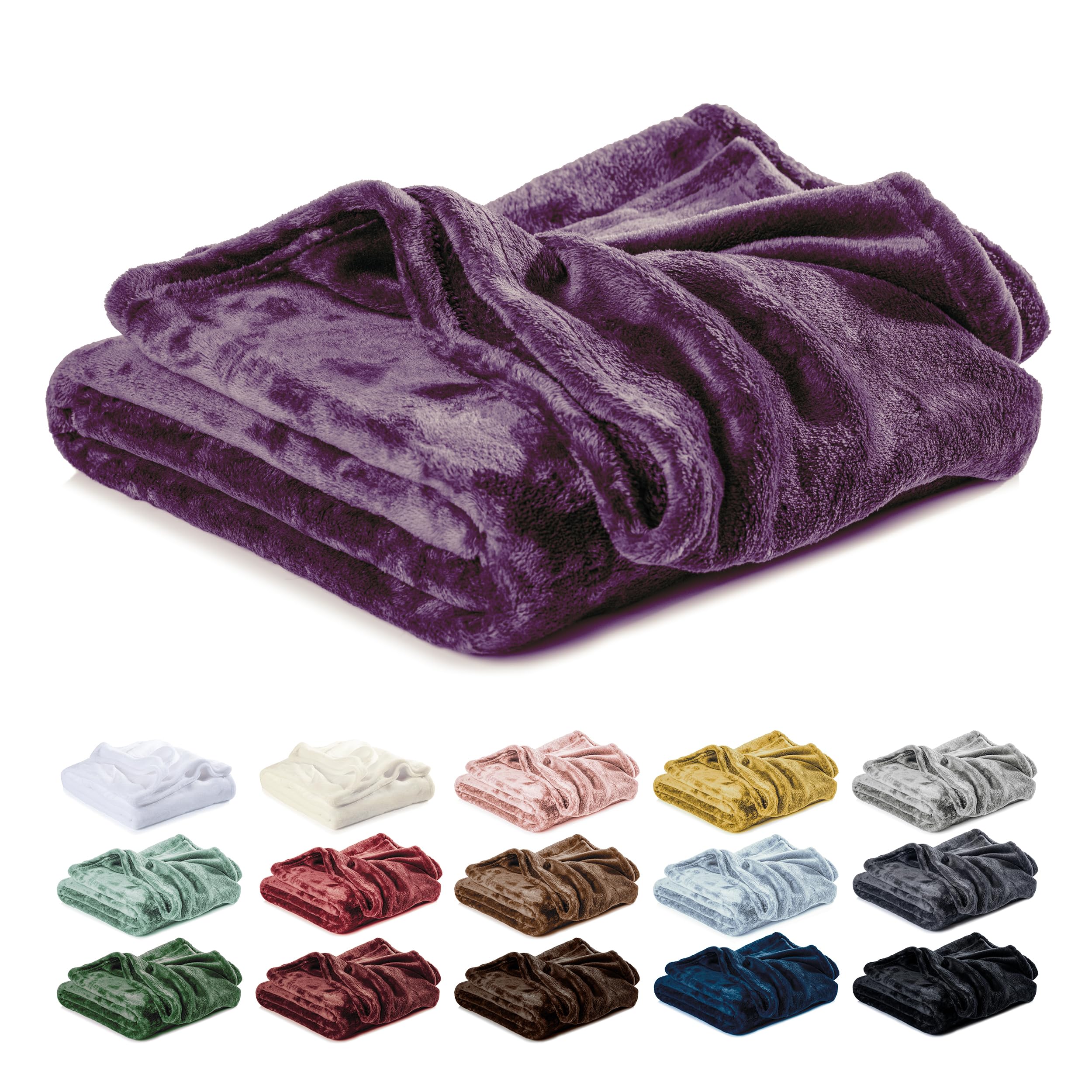 Lavea® Mikrofaser Kuscheldecke flauschig und weich, warme Fleecedecke für Sofa und Bett, Pflegeleichte Decke, atmungsaktiv und hautfreundlich, Wolldecke, Sofadecke Wohnzimmer, Violett, 150x200 cm