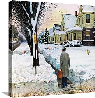 ART.COM Canvas Wall Art Prints Snowy Ambush, January 24, 1959 by John Falter, Scenic Decor, 16" x 16"