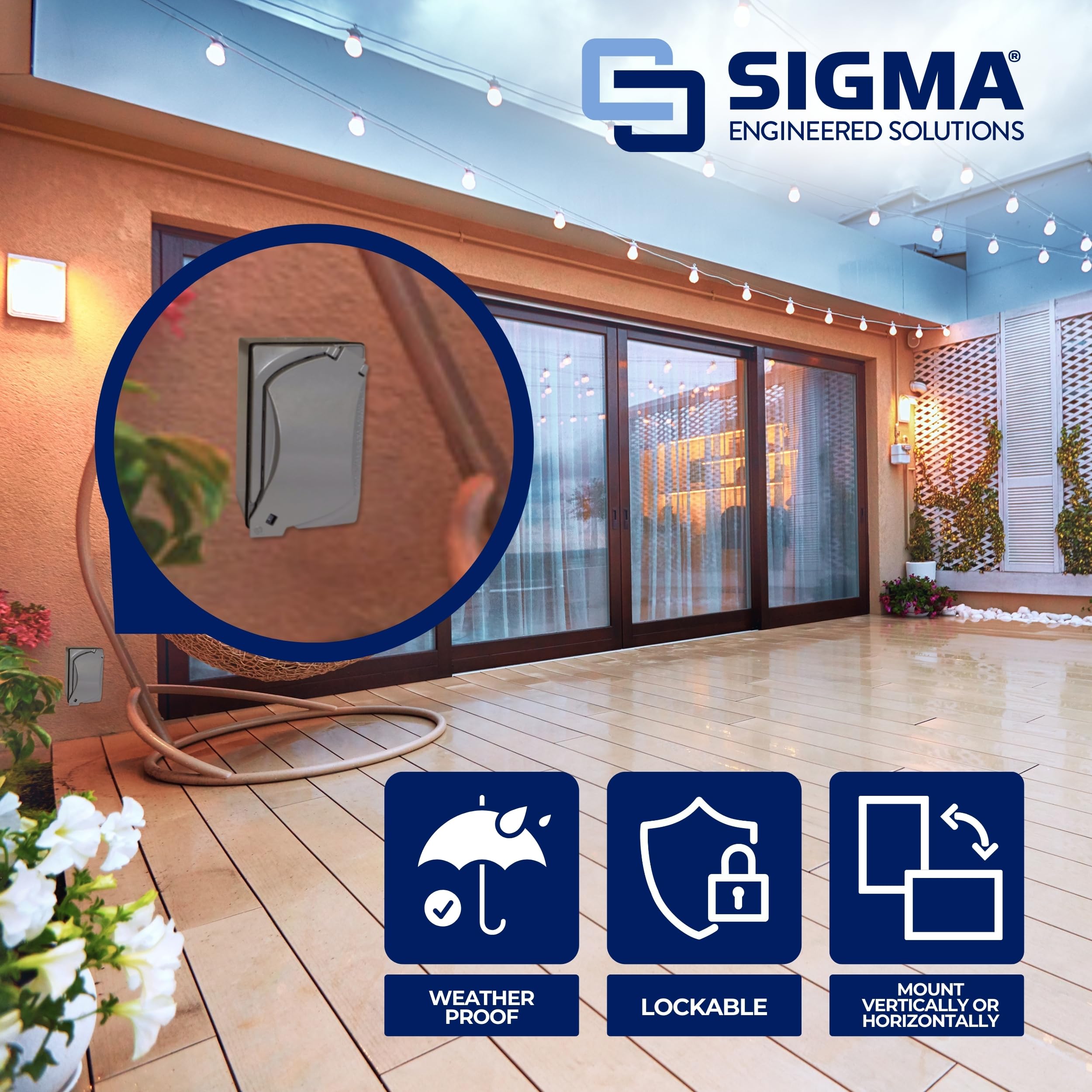 Sigma eléctrica 16449 Kit de caja rectangular, Cover y GFCI receptáculo, gris