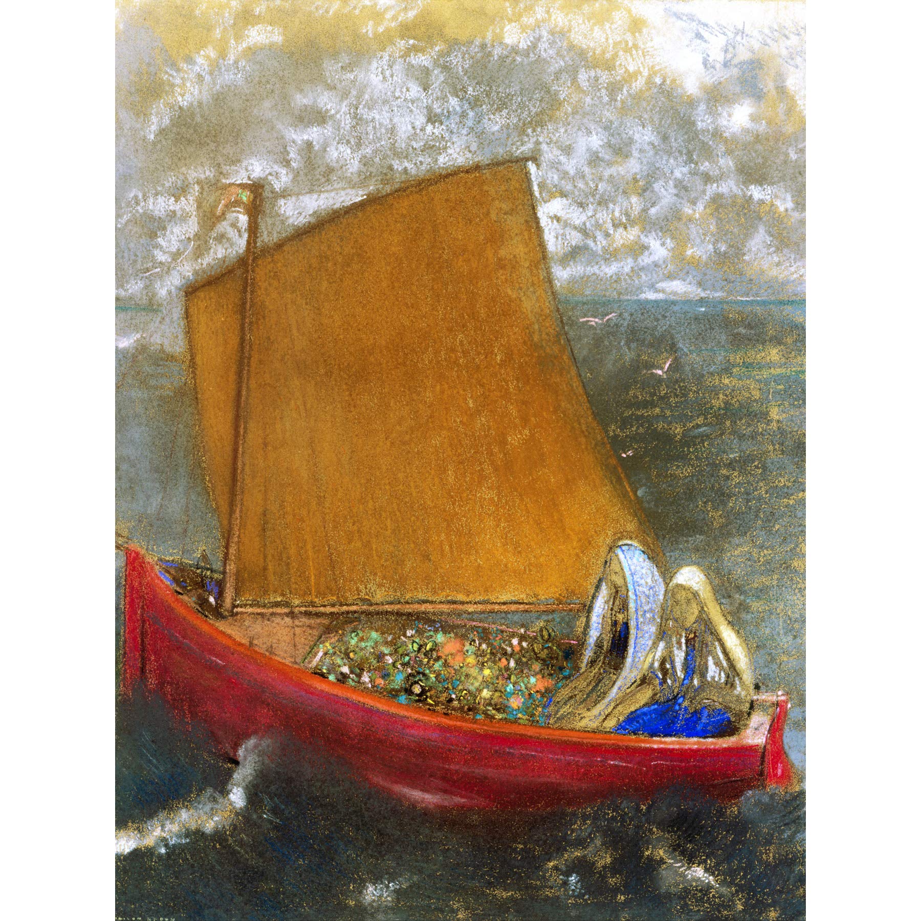 Redon Odilon La Voile Jaune The Yellow Sail Extra Large Wall Art Print Premium Canvas Mural