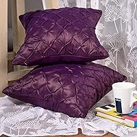 Vista 2 de SCARLETT LINENS Funda de almohada plisada morada Funda de almohada hecha a mano de 16 x 16 pulgadas Almohadas decorativas para sofá Juego de 2