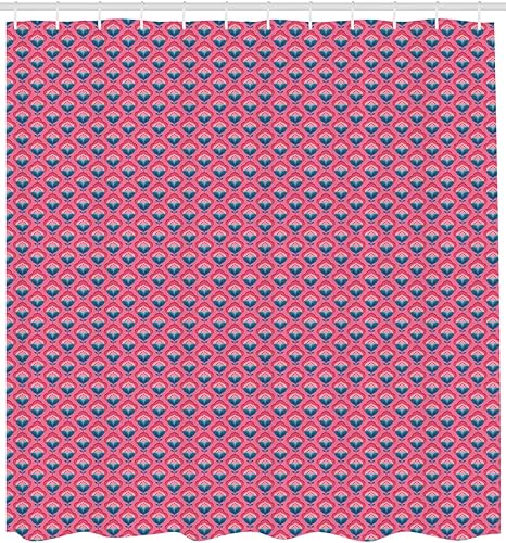 Miniatura 1 de Ambesonne Floral Shower Curtain, Repetitive Retro 70's Look Blush Flowers Geometric Illustration, Cloth Fabric Bathroom Decor Set with Hooks, 105"