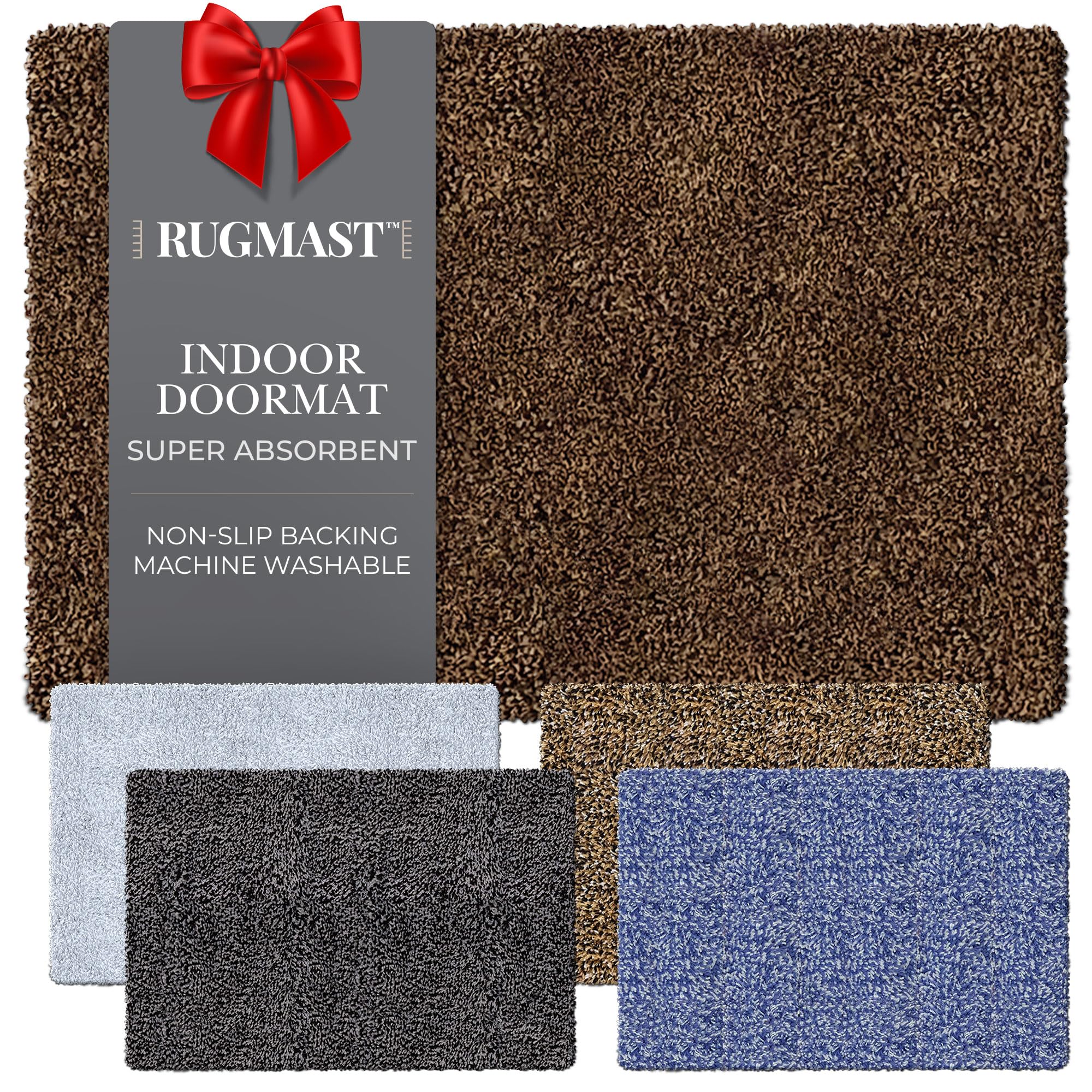 RugMast Premium Microfiber Indoor Door Mat – 20"x30" Washable Entry Mat, Non-Slip, Waterproof Backing, Super Absorbent, Low Profile Entryway Doormat