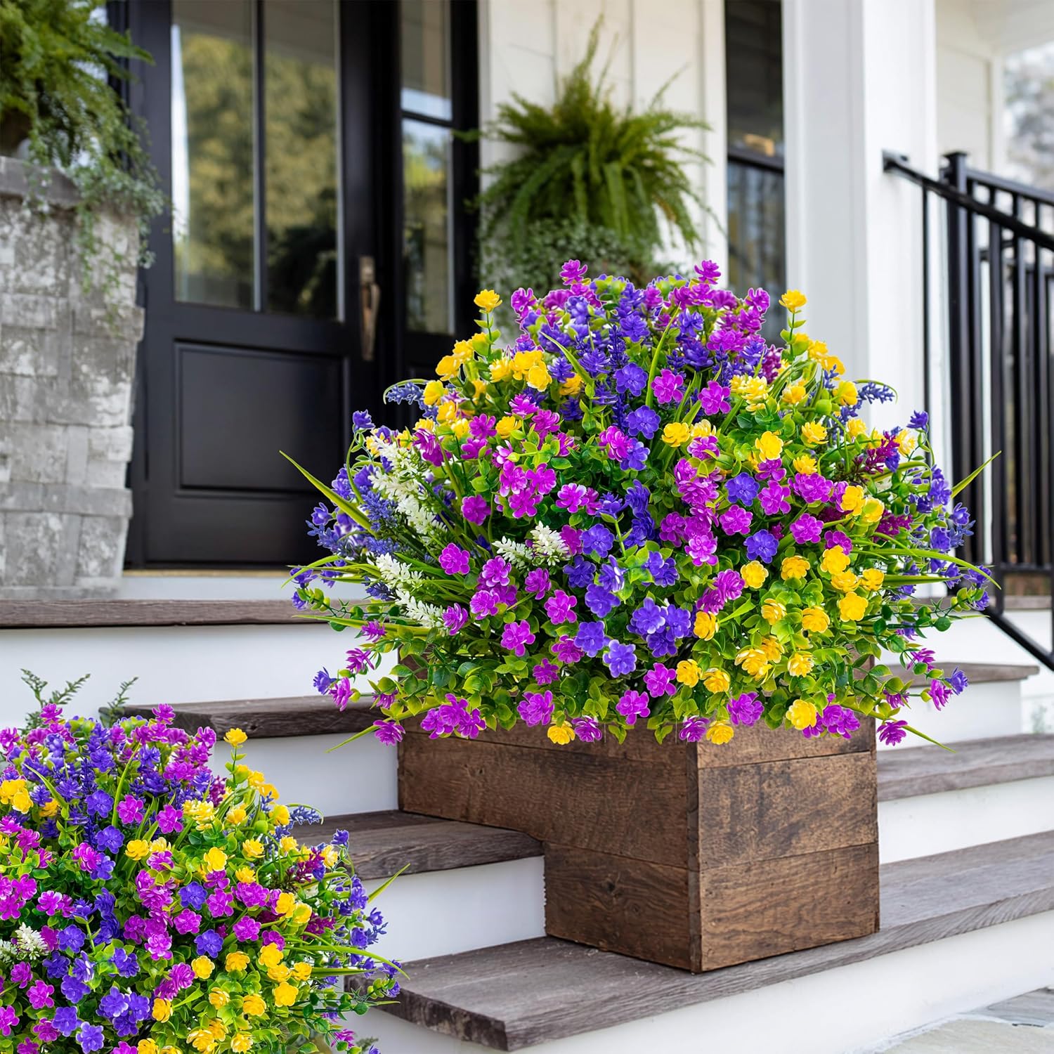 Artificial Flowers Outdoor Fake Plants - 12 Bundles UV Resistant Shrubs No Fade Faux Plastic Greenery Home Garden Porch Patio Decoration Indoor (1, Multi-12pcs) - Image 6