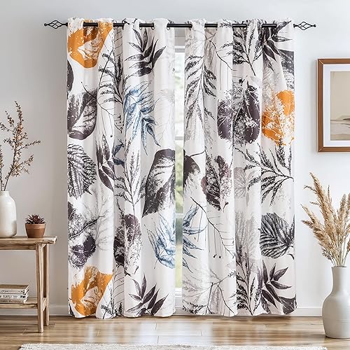 Miniatura 12 de SUBRTEX - Cortinas opacas de 52Wx84L, cortinas florales para oscurecer la habitación, cortinas de ventana con aislamiento térmico de 2 paneles, Azul