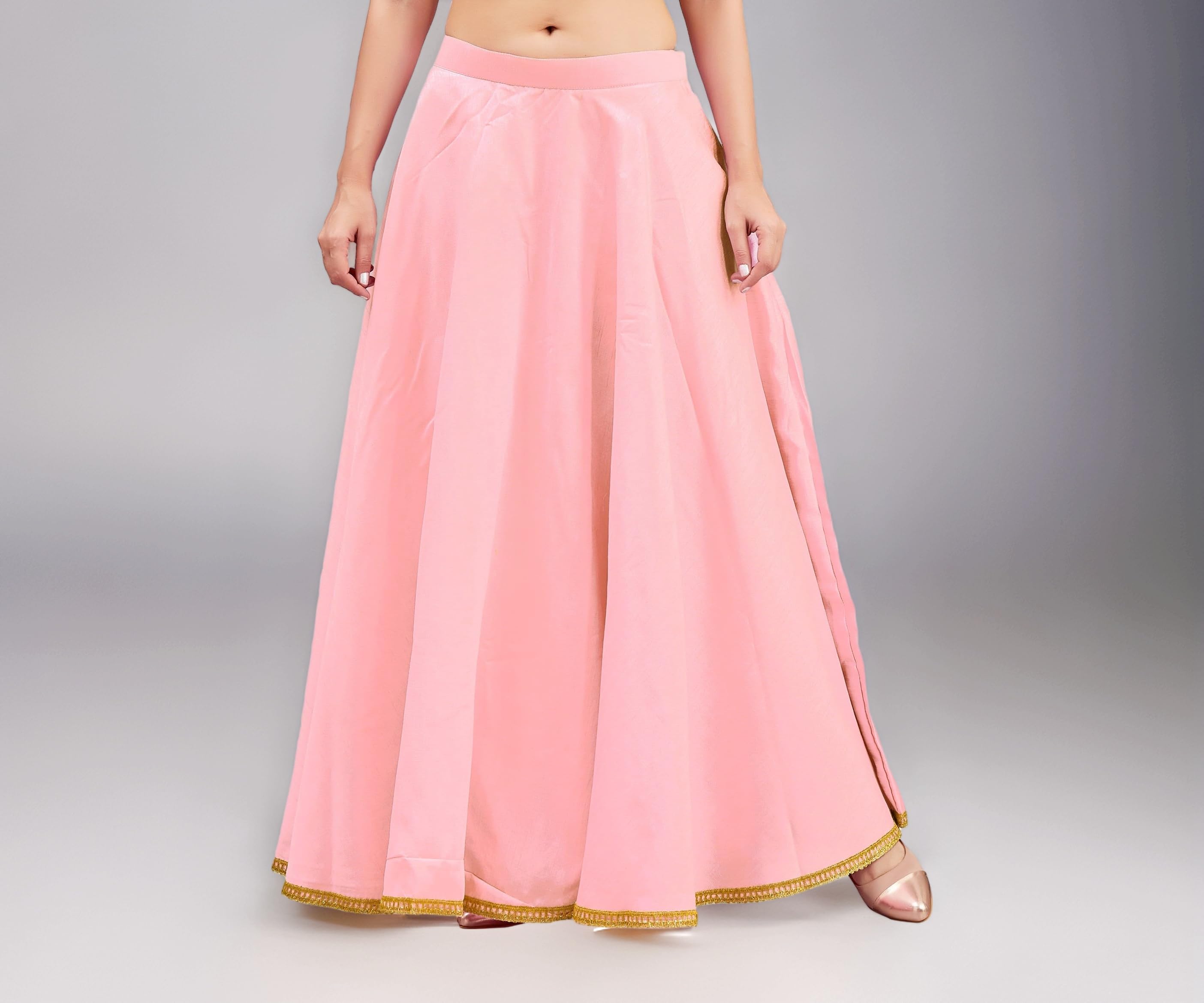 Studio Shringaar Women's Poly Silk Skirt/Lehenga With 8 Meters Maxi Flare (Double Ghera)