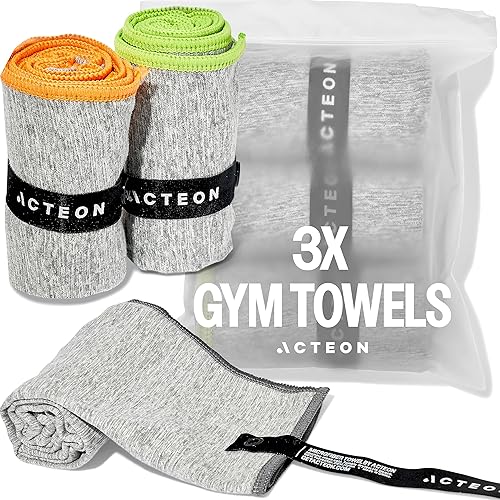 Acteon Toalla de gimnasio de microfibra de secado rápido, fibra mega absorbente sin olor de iones plateados, secado rápido, equipo de entrenamiento