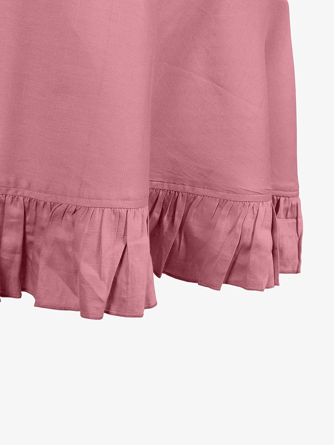Cotton Table Linens Ruffle Tablecloth, Round Table Cover Protector Solid Tablecloth, Farmhouse Tabletop Washable, Light Pink-54 Inches Diameter